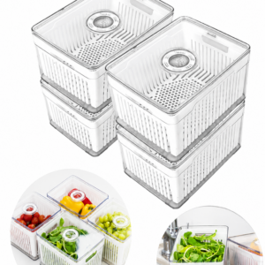 Mais praticidade e organização para o dia a dia dos noivos! Com este organizador de geladeira, será possível aproveitar melhor os espaços, conservar os alimentos de forma eficiente e manter tudo sempre em ordem. Um presente útil que fará parte da rotina do novo lar.